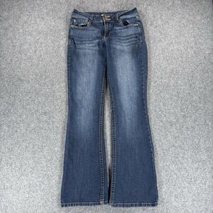 LEI Sophia Hipster Flare Jeans Juniors Size 7 Dark Wash